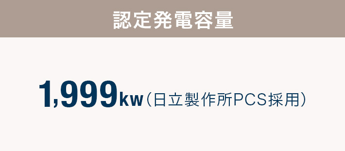 認定発電容量 1,999kw（日立製作所PCS採用）
